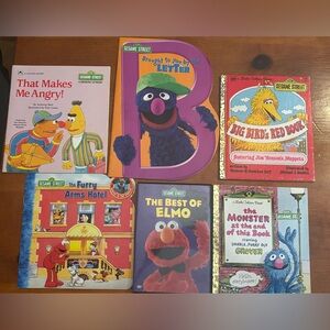 6 Vintage Elmo & Sesame Street Books DVD Lot